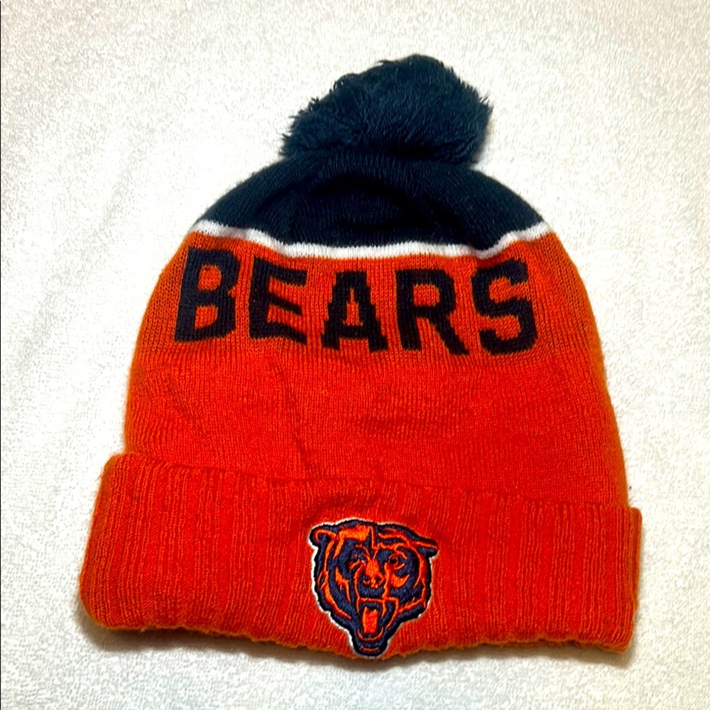 Chicago Bears Orange and Black Pom Beanie